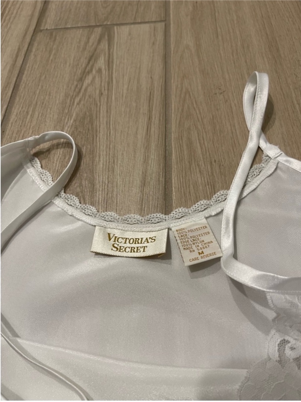 Victoria's Secret Vintage Gold Label White Ruffle Lace Silk Bow Slip Dress Sz M - Picture 6 of 9